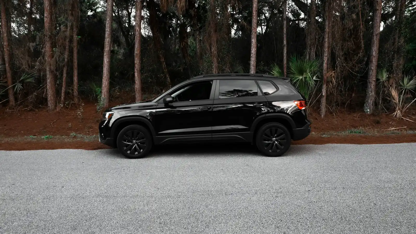 Black SUV parked curbside on a tree-lined road, the vehicle class used for a prearranged PVR airport transfer